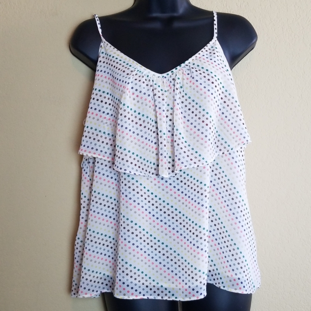 Polka Dot Layered Spaghetti Strap Tank Top